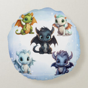 Différents dragons Coussin rond