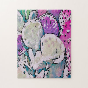 Difficile Abstrait Pink and Green Cactus Puzzle