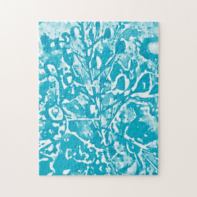 Difficult Abstract Aqua Bird of Paradise Puzzle (Vertical)