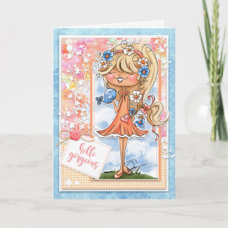 Digi Doodles Bonjour belle carte de voeux