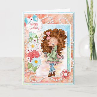 Digi Doodles Ginger Peach Carte Anniversaire