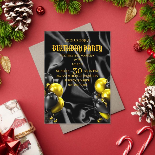 Digital Birthday Dinner Invitation Template, Black (Insitu (vacances))