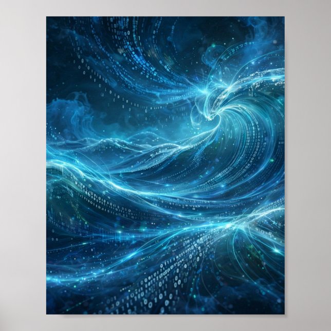 Digital Ocean — Affiche d'art abstrait de flux de  (Devant)