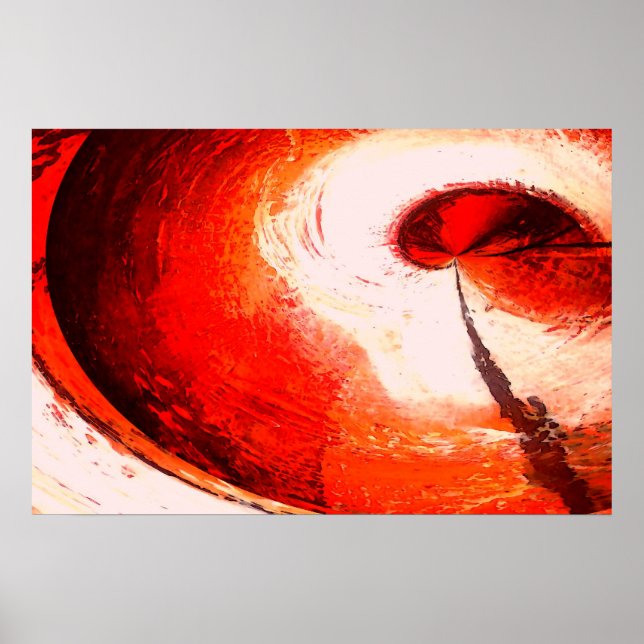 Digital Red Abstract Art Painting Poster Print (Devant)