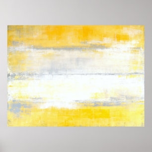 'Digits' Grey and Yellow Abstract Art Poster Print