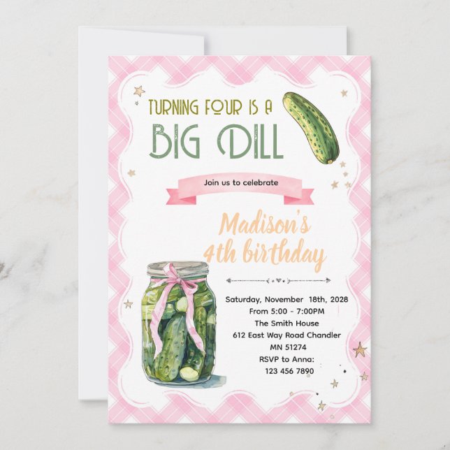 Dill Pickle Birthday girl Invitation (Devant)
