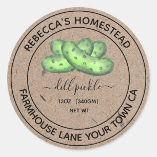 Dill Pickle Kraft Papier Canning Jar Étiquette