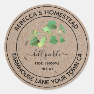Dill Pickle Kraft Papier Canning Jar Étiquette
