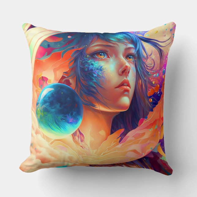 Dimensions Enfant - Colorée Femme Lance Oreiller (Recto)
