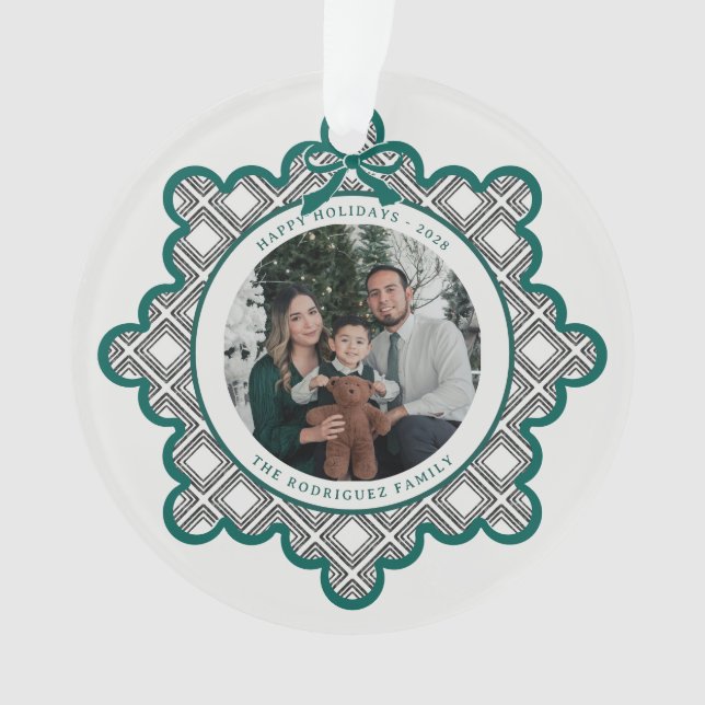 Dimond Pattern Acrylic Holiday Ornament with Photo (devant)