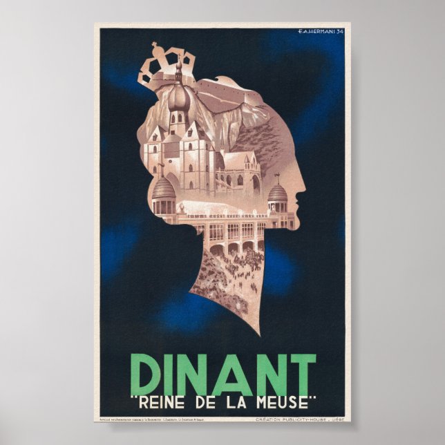 Dinant Reine de la Meuse Poster vintage 1934 (Devant)