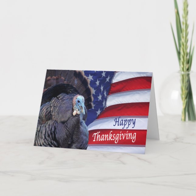 dinde bon thanksgiving et carte de voeux drapeau (Devant)