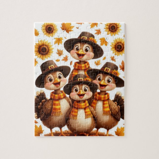 Dinde de Thanksgiving Famille Puzzle – Cadeau Mign (Vertical)