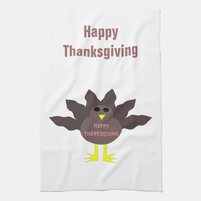 Dinde plumée de Thanksgiving Serviette de cuisine  (Vertical)