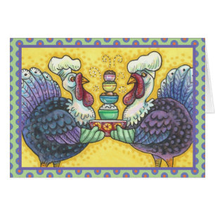 DINDONS DANS LA CUISINE CARTE DE VŒUX DE THANKSGIV