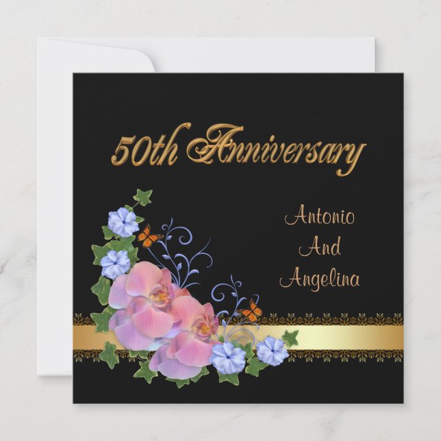 Dîner 50e anniversaire invitation orchidées (Devant)