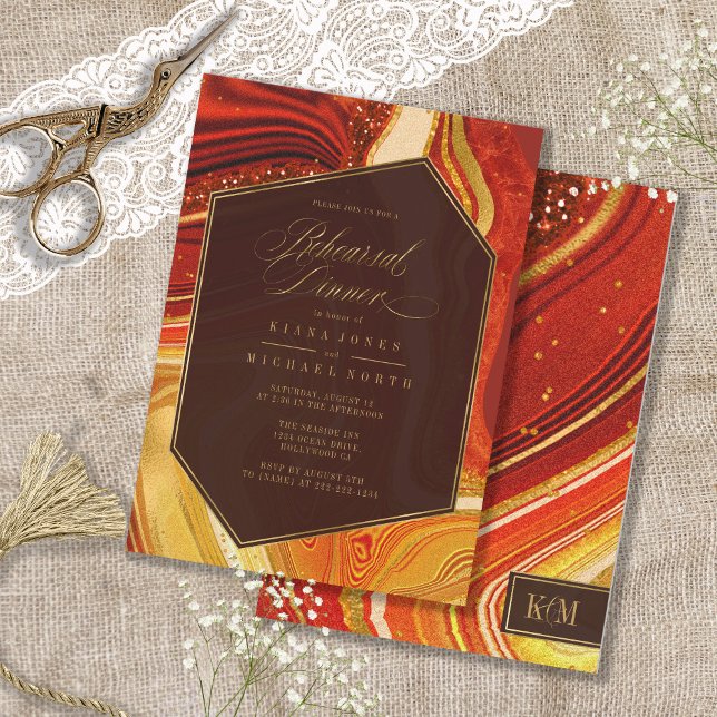 Dîner Abstrait de répétition d'âge Hot Orange ID82 (Front/Back In Situ)