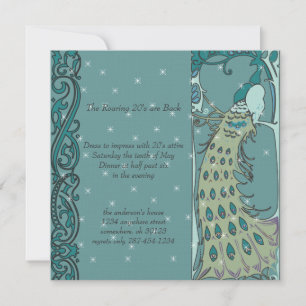 Dîner Art Nouveau Peacock Invitations