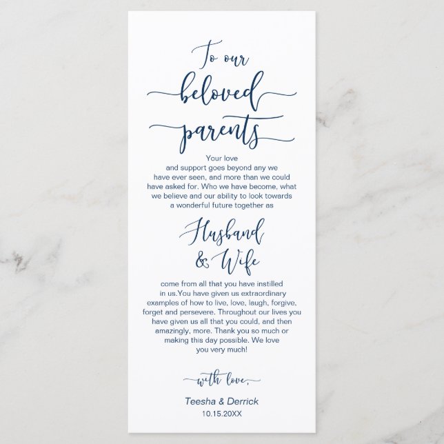 Dîner Cadre, Merci bleu marine, Carte (Devant)