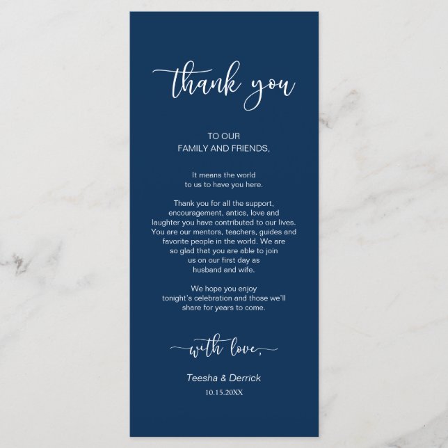 Dîner Cadre Merci, Bleu Marine, Cartes (Devant)