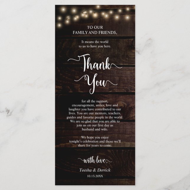 Dîner Cadre Merci, Cartes Rustiques Kraft (Devant)