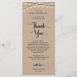 Dîner Cadre Merci, Cartes Rustiques Kraft