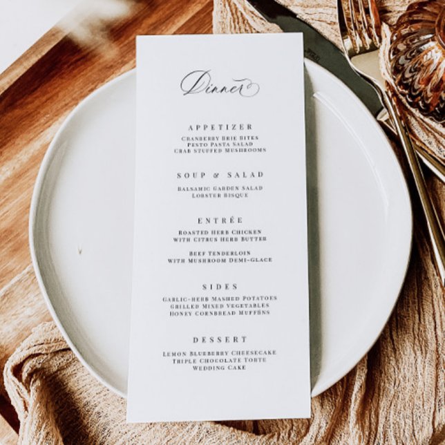 Dîner Classique Menu Mariage Réception Carte Repas (Créateur téléchargé)