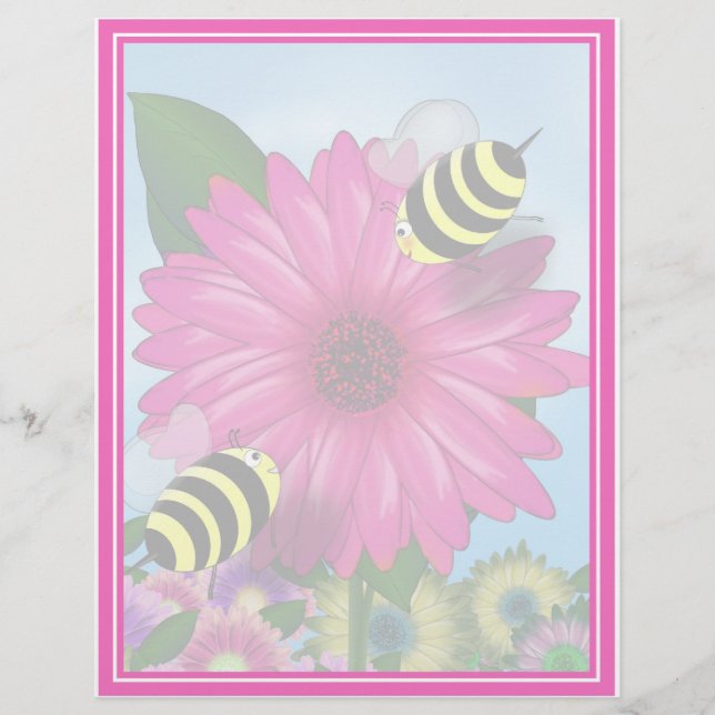 Dîner d'abeille sur Fleur rose (Devant)