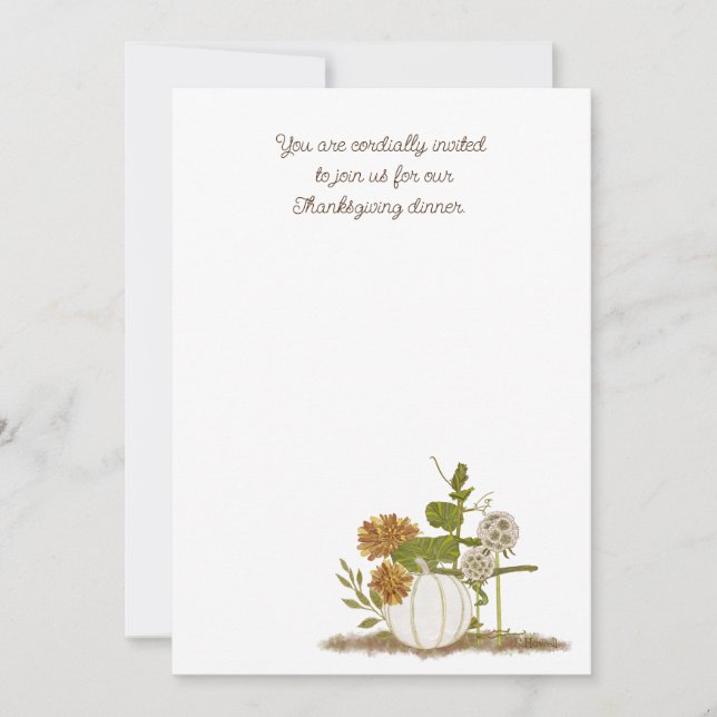 Dîner d'action de grâce Invitation à plat, taille  (Devant)