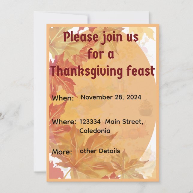 Dîner d'action de grâces Invitation (Devant)