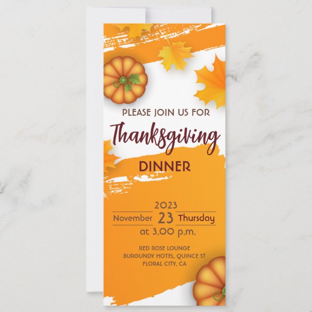 Dîner d'action de grâces Invitation (Devant)
