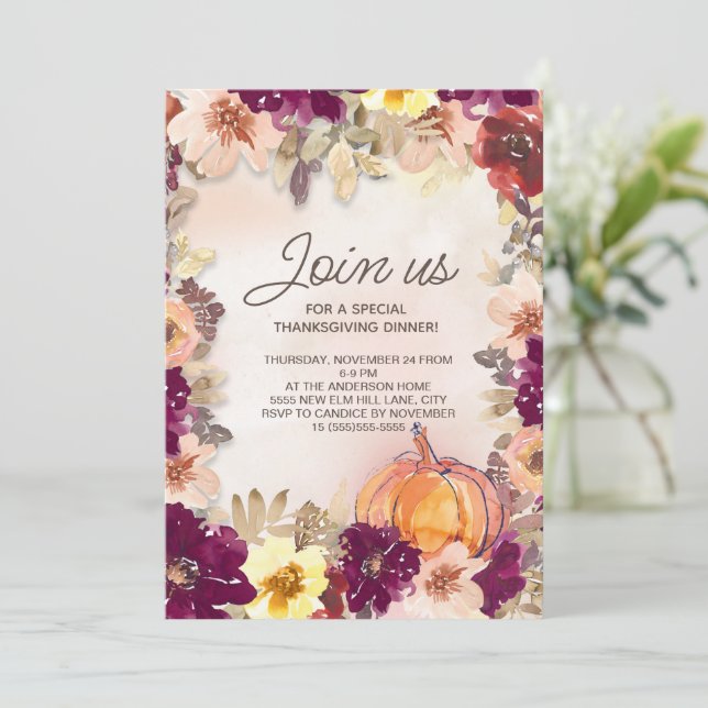 Dîner d'action de grâces rose citrouille Bourgogne (Debout devant)