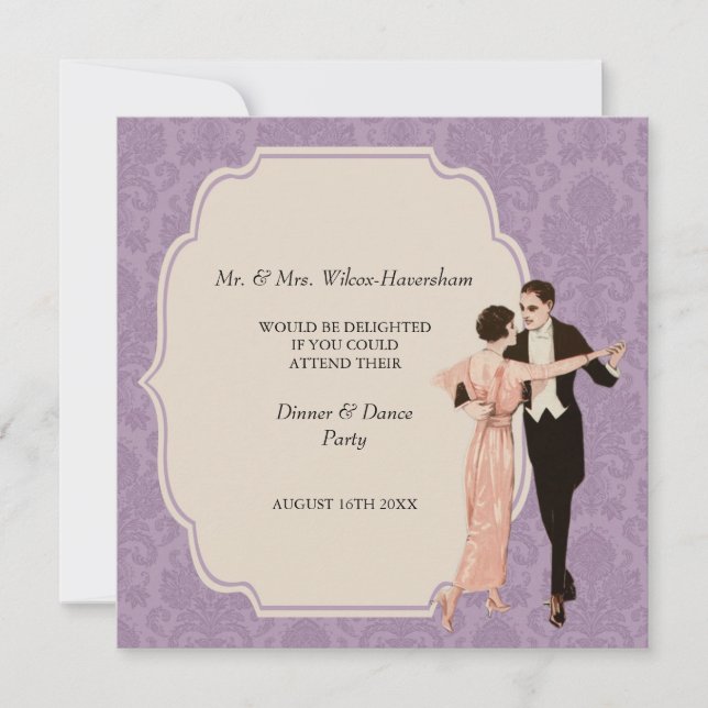 Dîner & Dance Party Invitation Vintage (Devant)