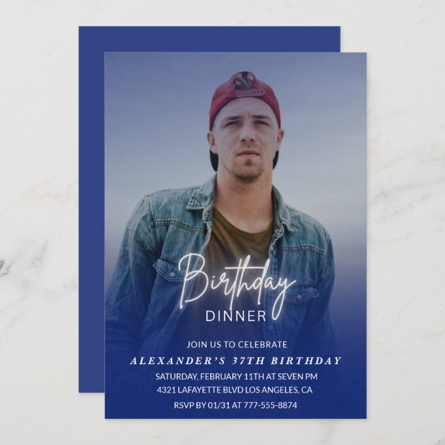 Dîner d'anniversaire 37e invitation Photo Hommes (Devant / Derrière)
