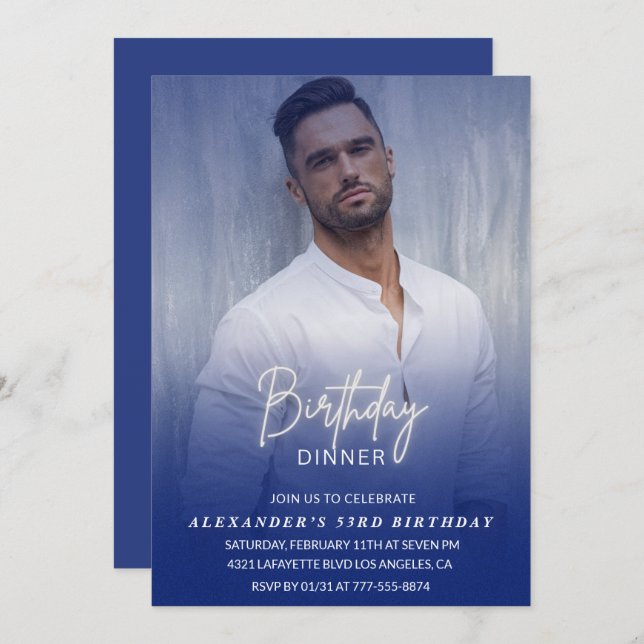 Dîner d'anniversaire 53e invitation Photo Hommes (Devant / Derrière)