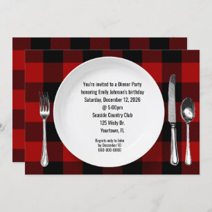 Dîner d'anniversaire Buffalo Plaid Invitation