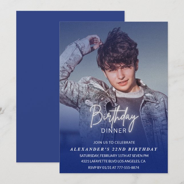 Dîner d'anniversaire Invitation 22e anniversaire P (Devant / Derrière)