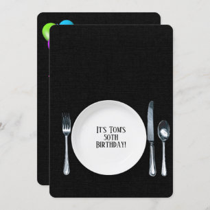 Dîner d'anniversaire Invitation sur noir