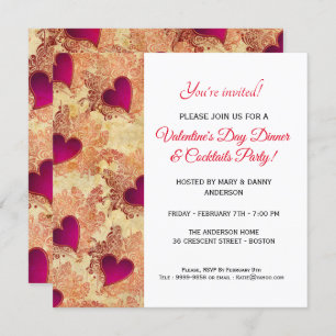 Dîner de coeur et invitation de Saint-Valentin de