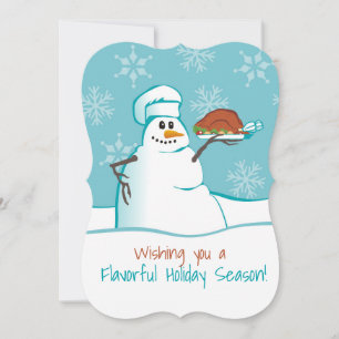 Dîner de dinde cuisinier Snowman carte de Noël cul