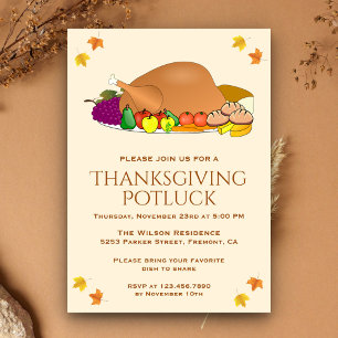 Dîner de dinde Invitation au potluck de Thanksgi