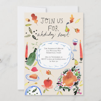 Dîner de fête de Thanksgiving Invitation
