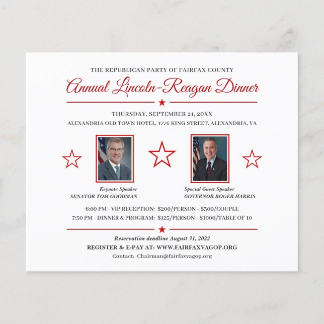 Dîner de financement politique Invitation 2 Photos (Devant)