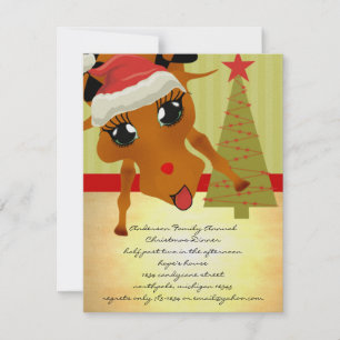 Dîner de Noël Cute Reindeer Invitation