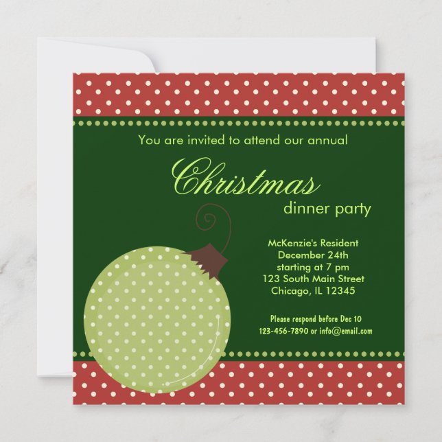 Dîner de Noël Dots Invitation (Devant)