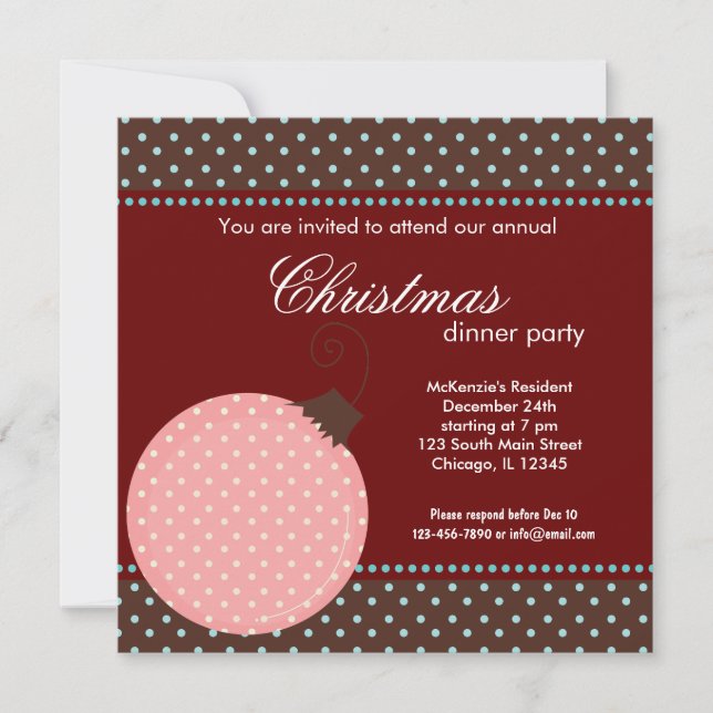 Dîner de Noël Dots Invitation (Devant)