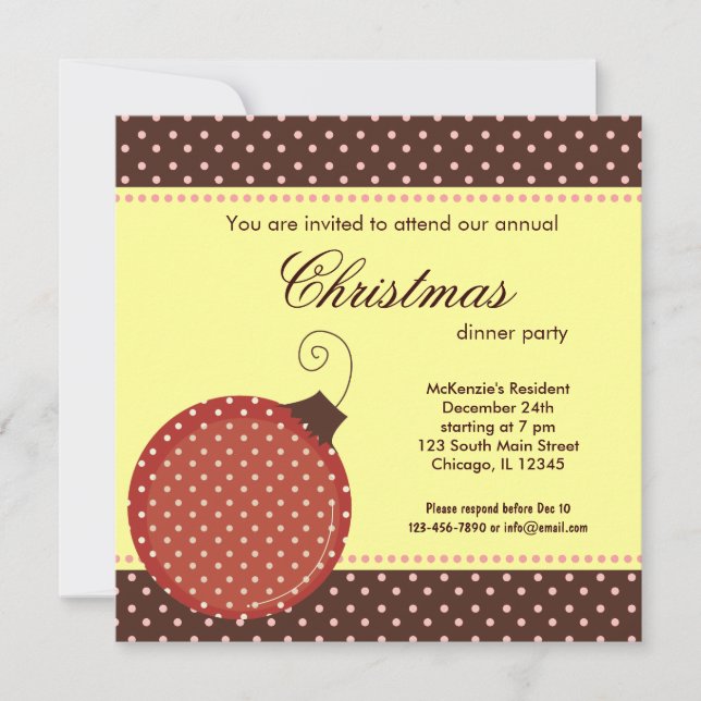 Dîner de Noël Dots Invitation (Devant)