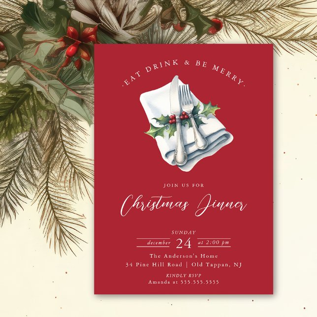 Dîner de Noël festif Invitation (Créateur téléchargé)