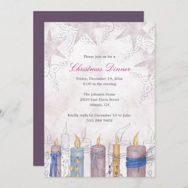 Dîner de Noël Invitation (Devant / Derrière)