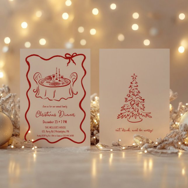 Dîner de Noël invitation fantaisie (Créateur téléchargé)